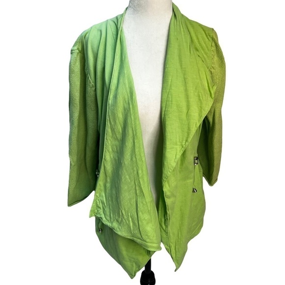 NEON Buddha💚Light Green Cotton Open Front Anorak Jacket Size S - Picture 2 of 9